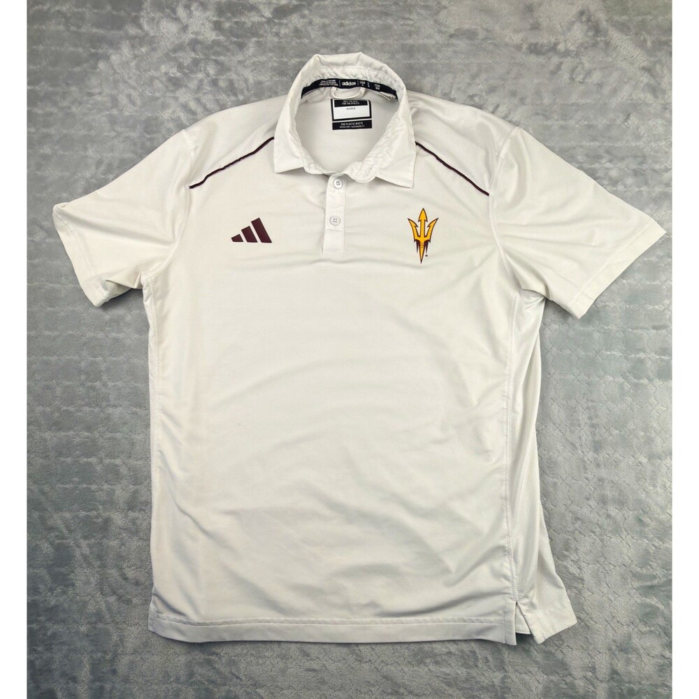 Adidas Arizona State Sun Devils White Polo Shirt Men's M Maroon Gold NCAA